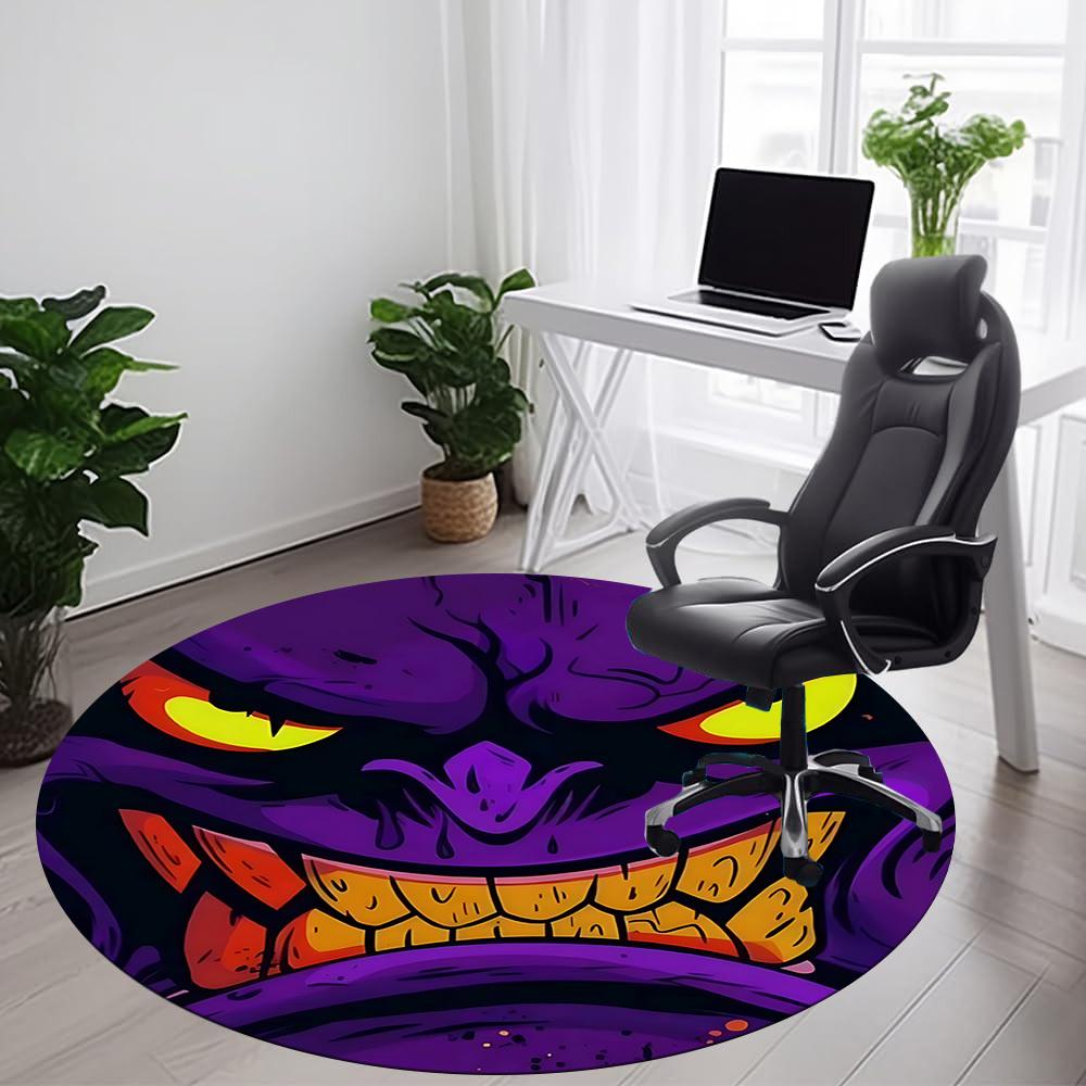 1PC Monster Face Office Round Area Rug, Indoor Mat Suitable ForOffice, Under Office Chairs Bedroom Living Room Home Decor, Room Deco,  f016