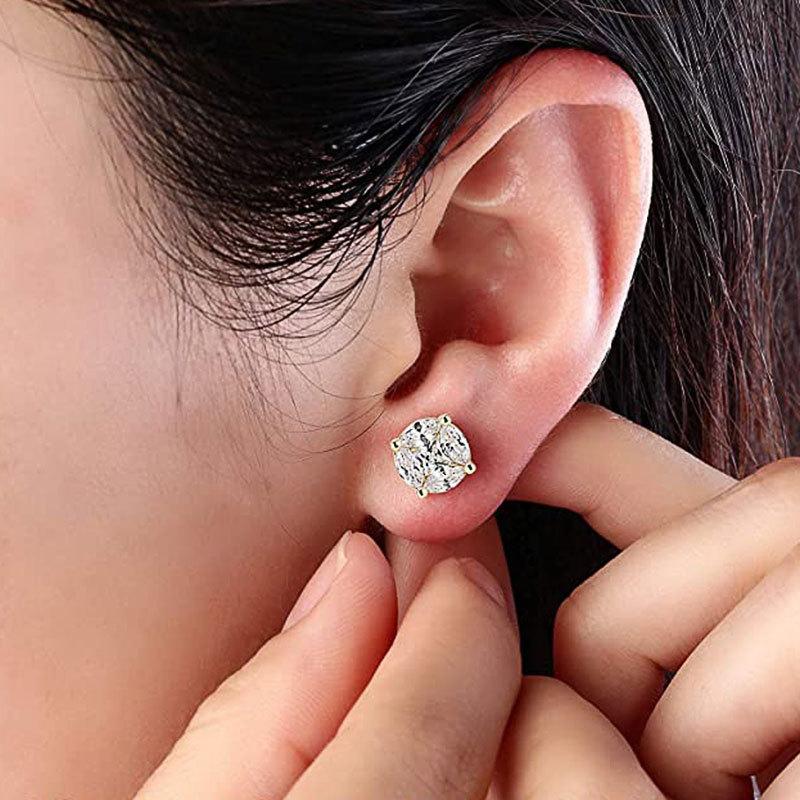 Hip-Hop Unisex Stud Earrings, Copper Micro-Inlaid Zircon Mini Earrings For Women