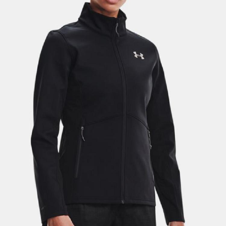 Under Armour Solid Color Stand Collar Training Jacket Women Jackets Black 1321442-001