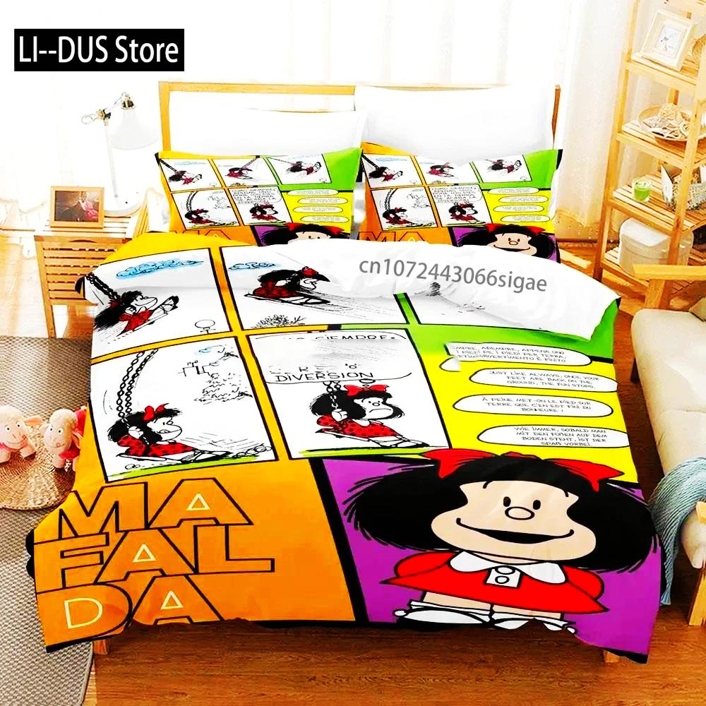 3D Print Mafalda Bedding Set Duvet Cover Bed Set Quilt Cover Pillowcase Comforter King Queen Size Boys Adult Bedding Set