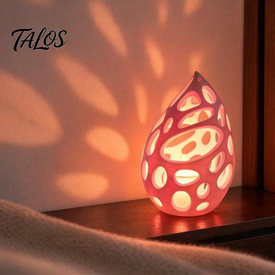 Light Shadow Candle Decor 3D Printed Hollow Droplet Holder, Minimalist Candlestick, Matte White Tabletop Unique Design Candlestick for Desk