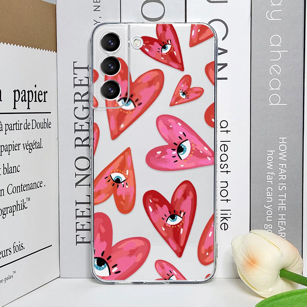 Lucky Eye Blue Evil Eye Print Phone Case for Samsung Galaxy S23 FE S22 Plus S21 S24 S25 Ultra Clear Soft Silicone Covers Fundas