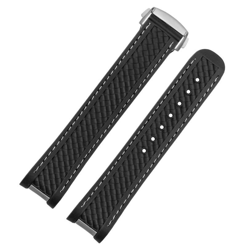 Cinturino per Orologio Adatto per Omega Seamaster 300 AT150 Aqua Terra Ultra Light 8900 Fibbia in Acciaio Cinturino Braccialetti Gomma Silicone 20mm