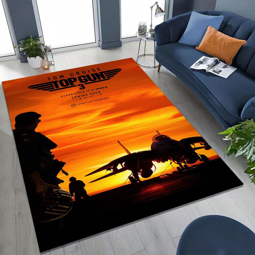 2026 Top Gun Tom Cruise Fighter Sign Art Carpet Rug for Bedroom Living Room Sofa Home Doormat Decor,Large Kid Non-slip Floor Mat