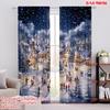 2pcs 2D Flat Printing Merry Christmas Curtain Snow and Cedar Trees Polyester Without Electricity Festive Curtains Perfect for