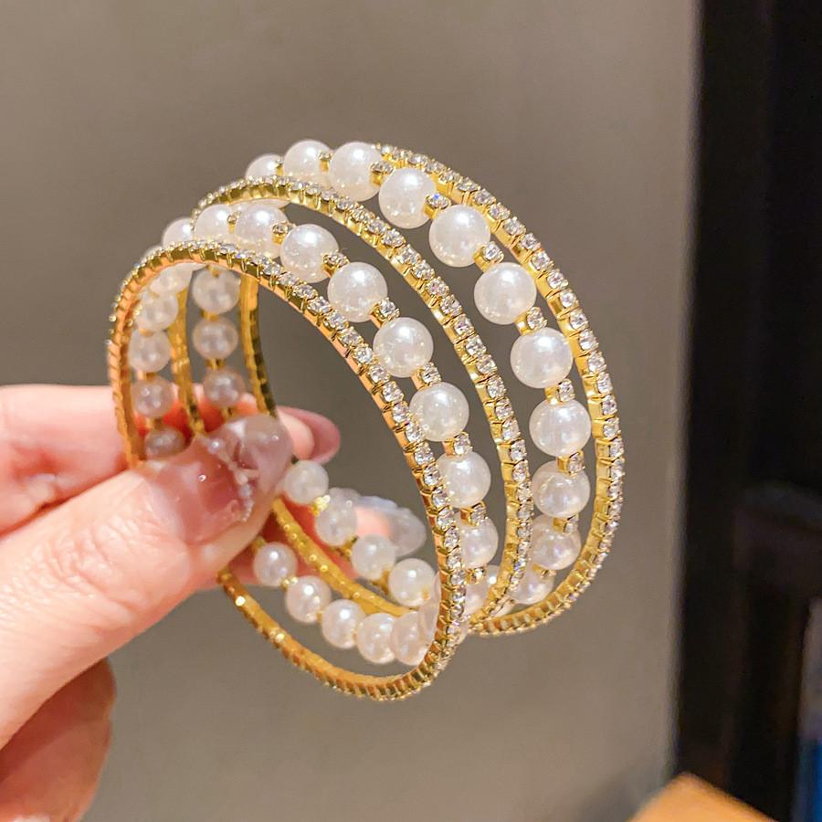 European Fashion Pearl Bracelets With Rhinestone Embellishments For Elegant Women золотой