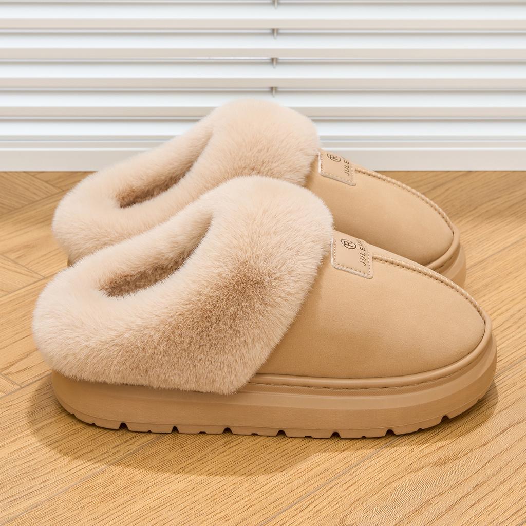 Platform Women Home Slippers Plush Warm Thick Bottom Slides Breathable Soft Non-slip Slippers