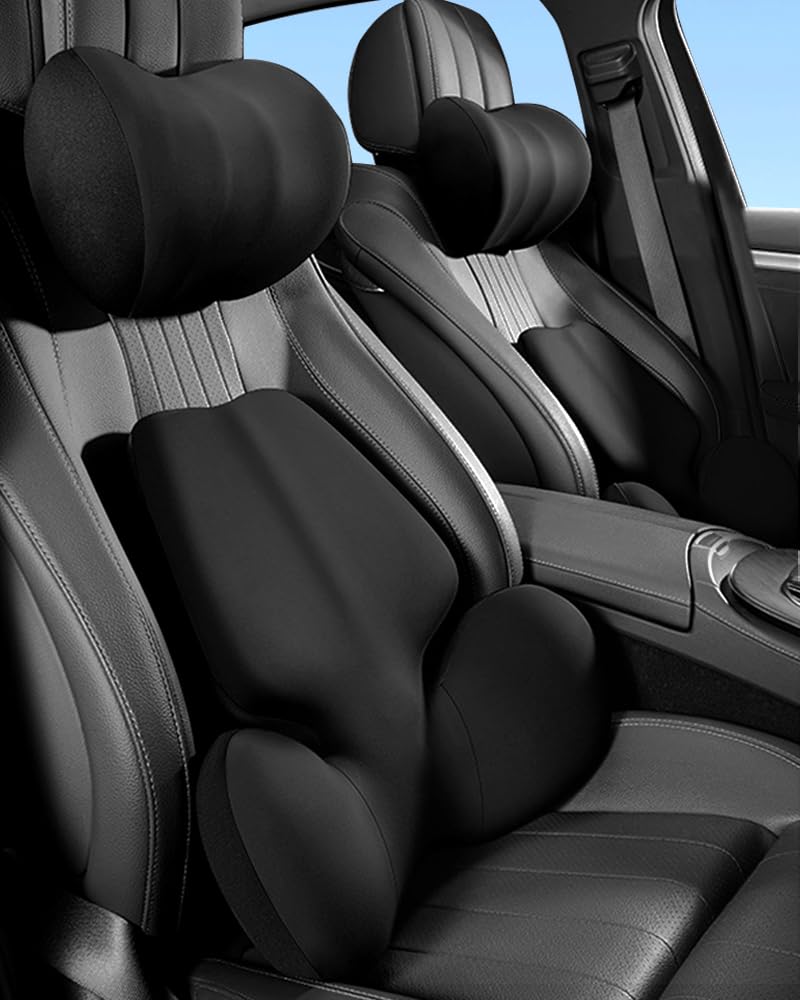 YLIKZT Car Lumbar and Backrest Cushion for Long with Memory Foam and for Chairs Pillow Head Cushion, Headrest, Driving, Interior, Sweat-Resistant,
