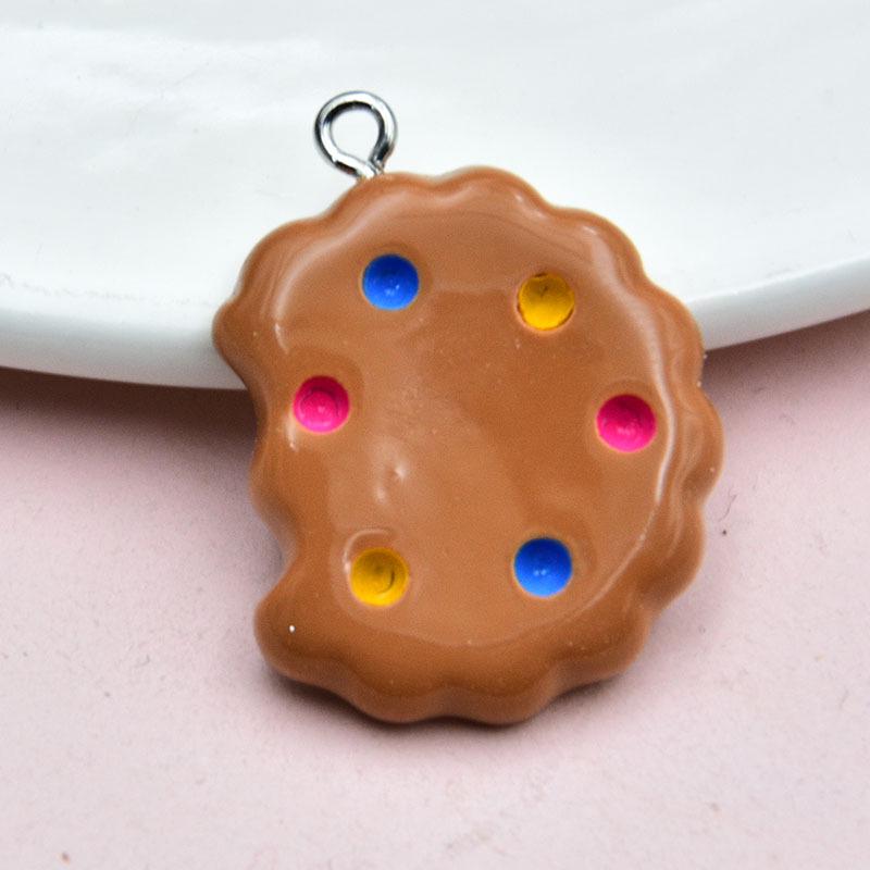 Glossy Cartoon Cookie Resin Keychain Pendant - DIY Jewelry Accessory