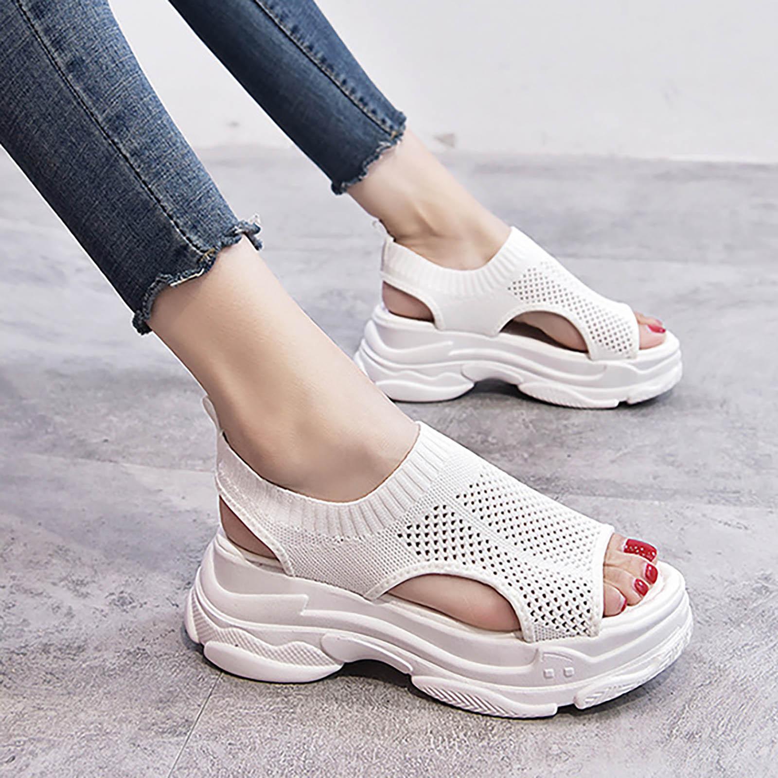 

Casual Comfy Shoes For Women Women Fish Mouth Sandals Wedge Platform Platform Sandals Boho Sandals Summer Zapatos Mujer CóModos 38 білий