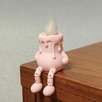 3D Printed Halloween Candle Figurine, Glow-in-the-Dark Spooky Decor with Movable Joints, Creative Desktop Decoration Multiple Colors, Gift for