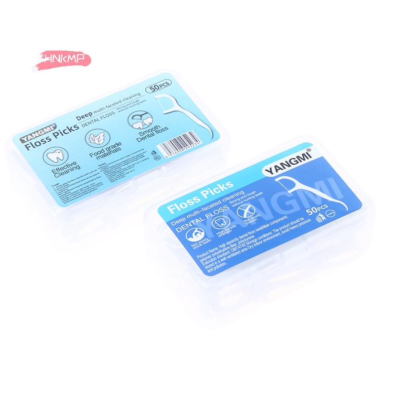 50Pcs Portable Disposable Dental Floss Picks High-Tension Toothpicks in Box Oral Care Dental Sticks for Daily Cleaning