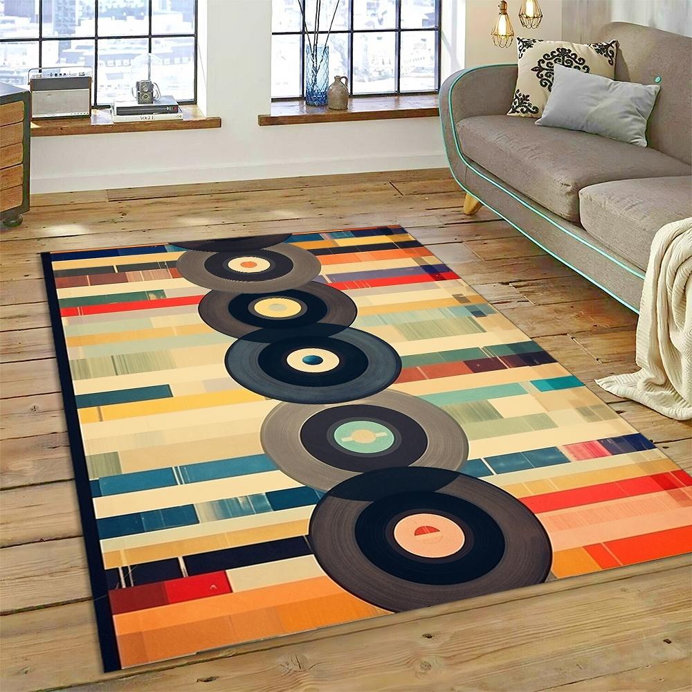 Vinyl Record Music DJ Screen tape Rug Carpet for Living Room Bedroom Home Decor,Floor Mat Non-slip Decoration for Sofa Doormat