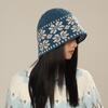 Autumn and Winter Hat Women's Color Matching Knitted Hat Windproof Warm Wool Hat Fashion Basin Hat