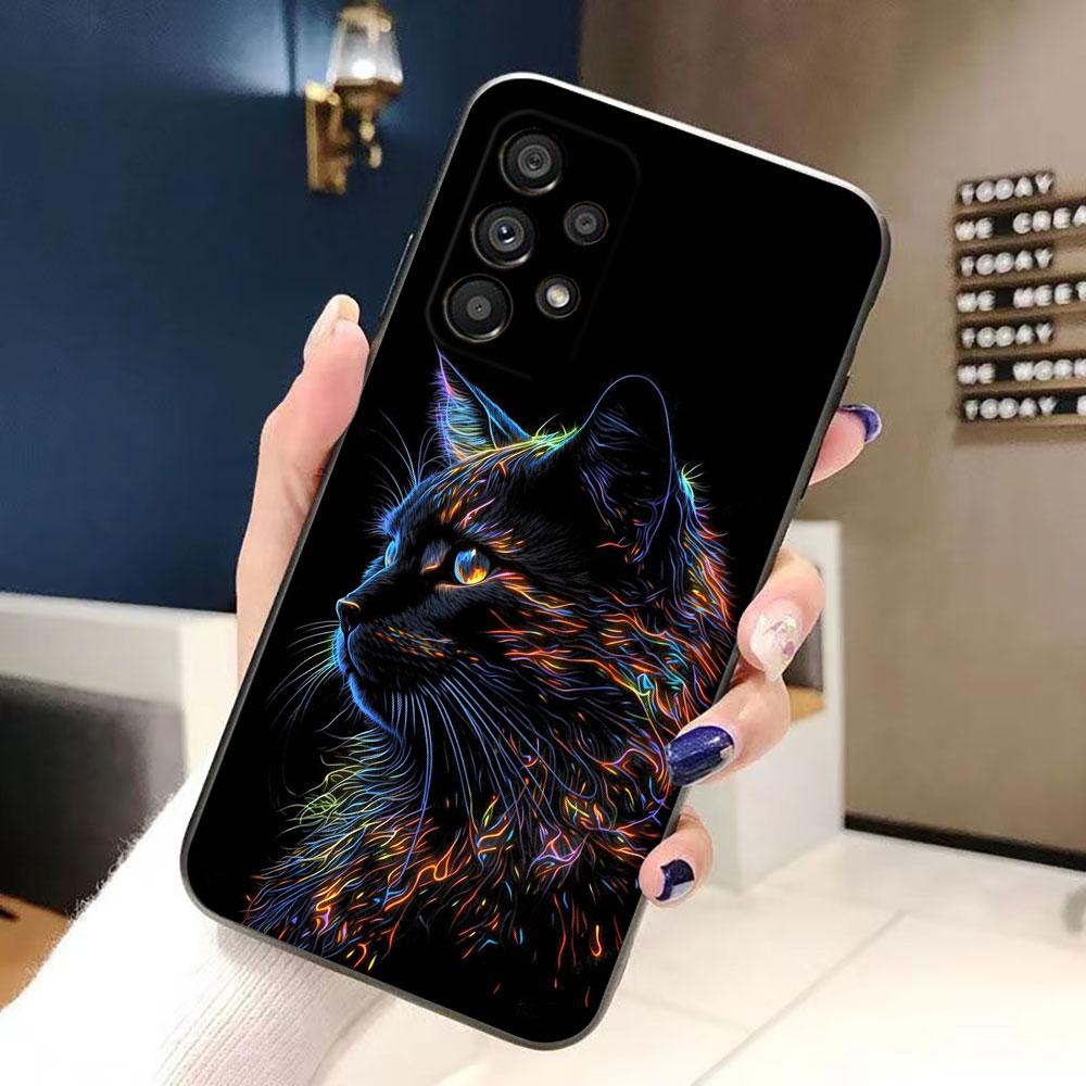 Black Cat Staring Eye Phone Case For Samsung Galaxy A72 A71 A55 A54 A53 A52 A42 A35 A34 A33 A32 A23 A22 A21S A20S A14 Case Funda