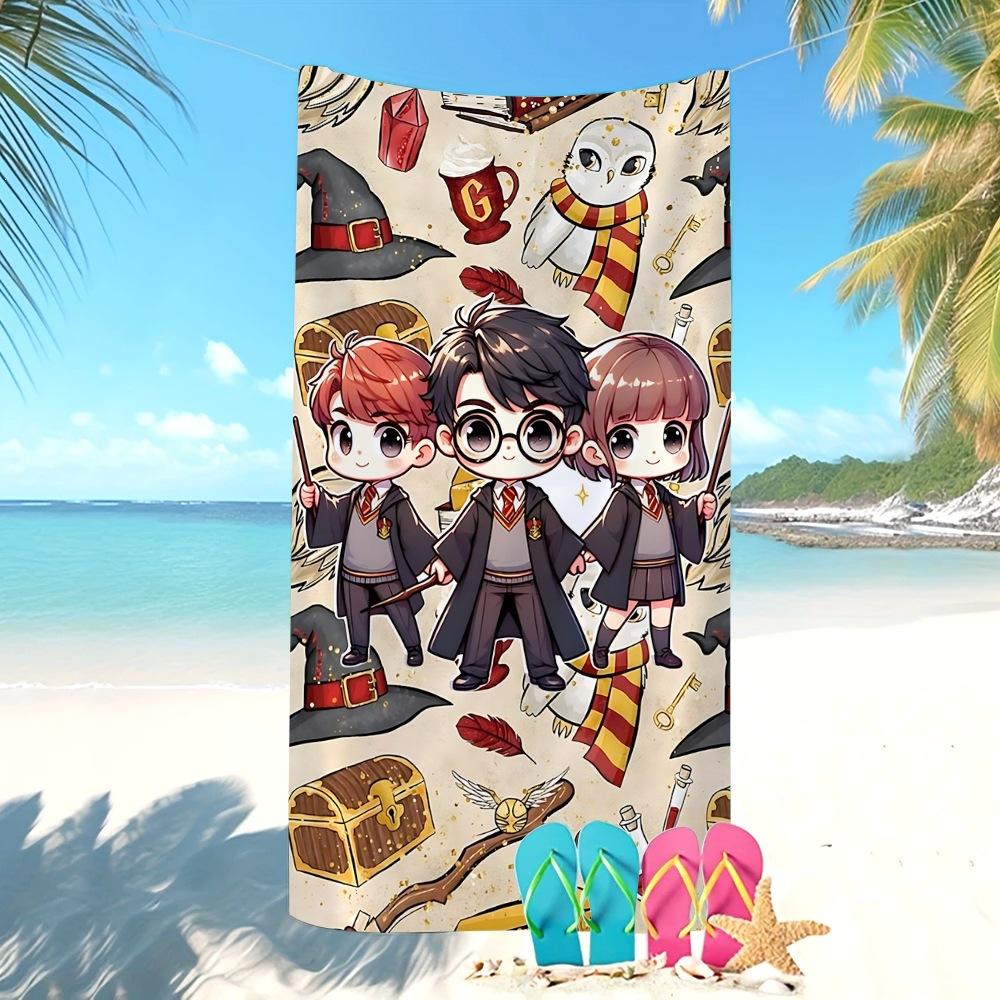 Fantasy Magic Character Pattern Microfiber Large Towel For Children Beach Swimming Shower