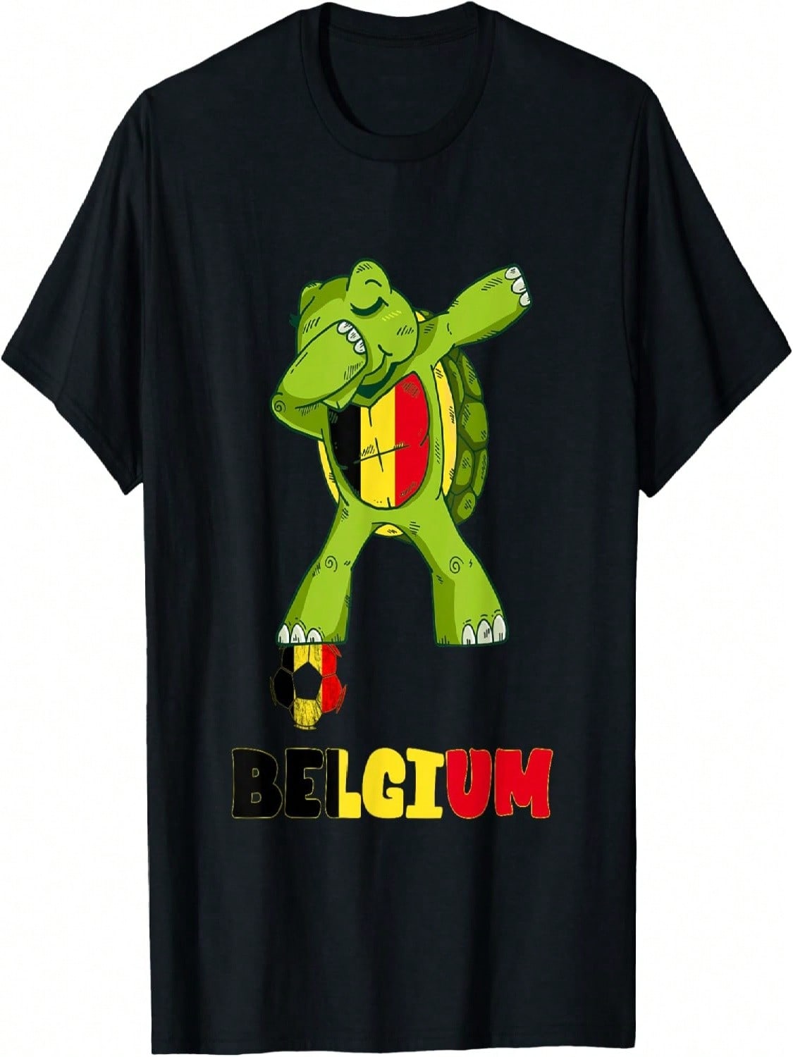 Belgium Turtle Dabbing Belgium Flag Belgian Soccer Player T-Shirt S разноцветный