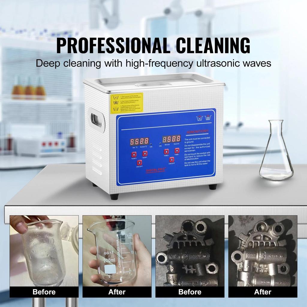 3L Ultrasonic Cleaner Machine Stainless Steel Ultrasonic Cleaning Machine Digital Heater Timer Jewelry Cleaning for Home