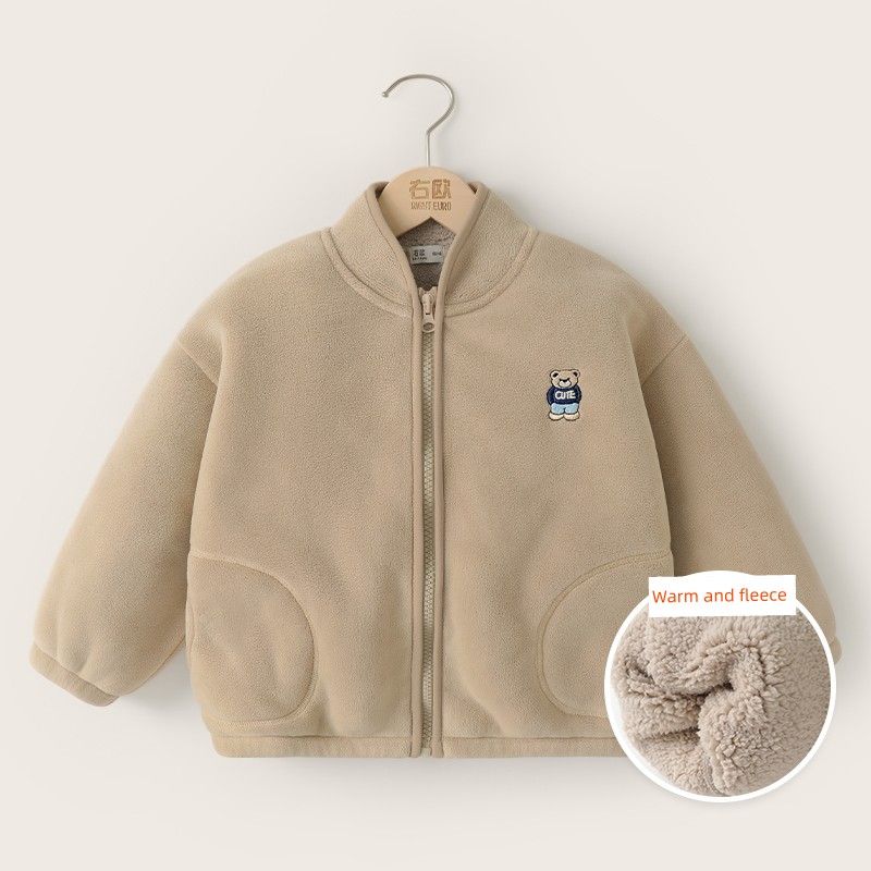 Right European Style Boys' Winter Jacket 2025 Autumn and Winter New Children's Clothing Baby Cotton Jacket Boys' Fleece Jacket
