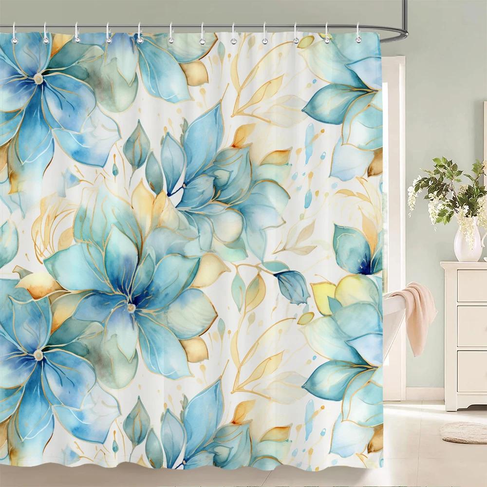 Home shower curtain for bathroom waterproof fabric modern minimalist floral style bathroom Curtain with hooks decorative curtain