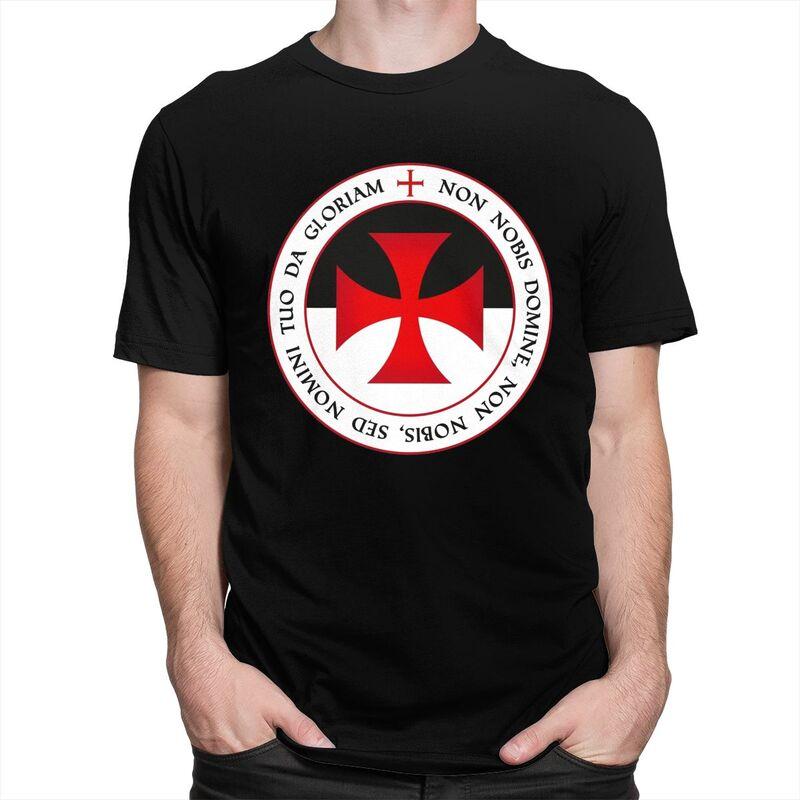 Custom Knights Templar Cross T Shirt for Men Pure Cotton Tshirt Casual Tee Short Sleeves Christian Crusader Seal Tshirt