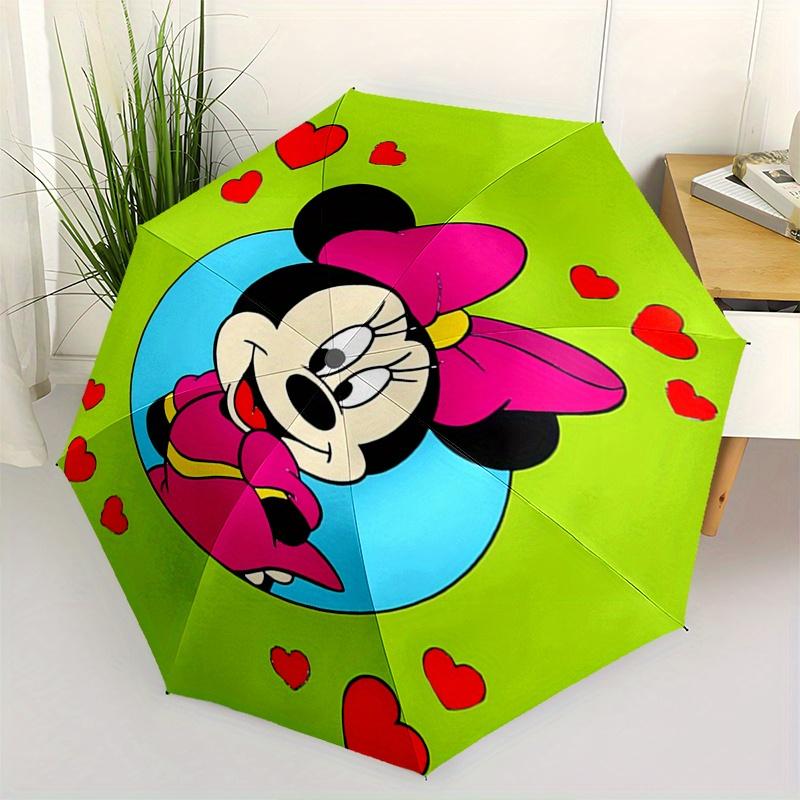 

1pc Minnie Mouse,Hearts Automatic Folding Umbrella: Compact 8 Bone Design Cartoon Outdoor Travel Companion, Business Umbrella, Christmas Val