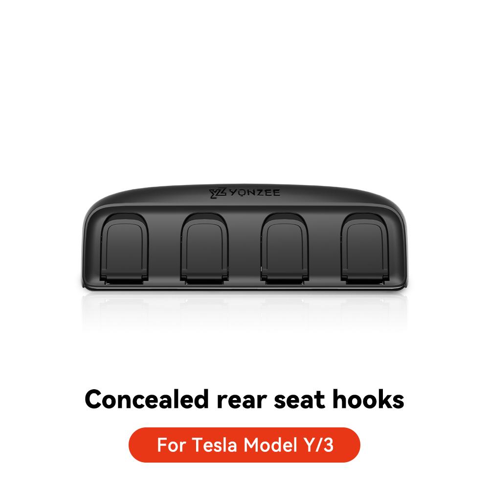 YZ Foldable Car Seat Hooks for Tesla Model 3 Y Highland 2020-2025 4 in 1 Hidden Car Seat Back Hanger Car Interior Accessories