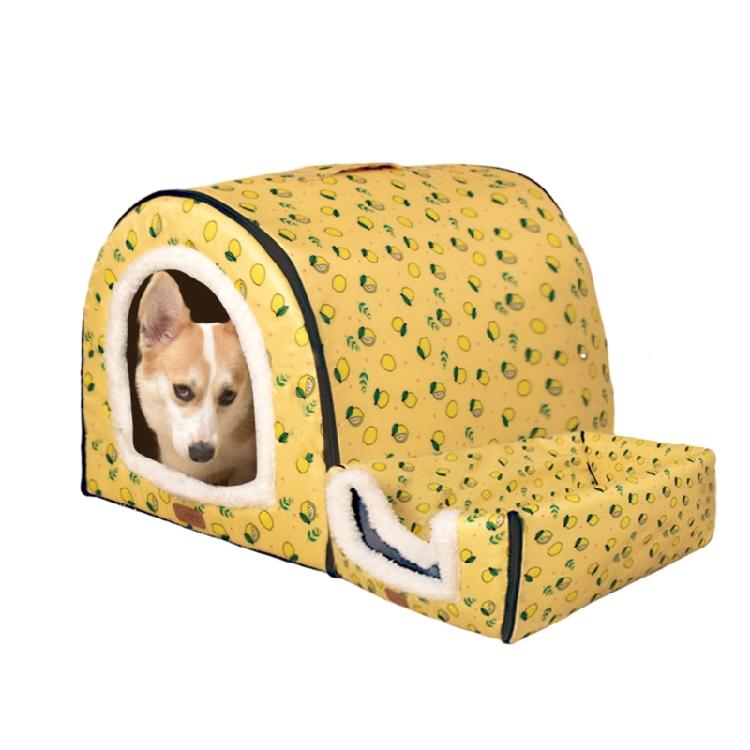 Pet Bed House Semi-closed Cave Tent for Small Animals Thicken Cushion Pad