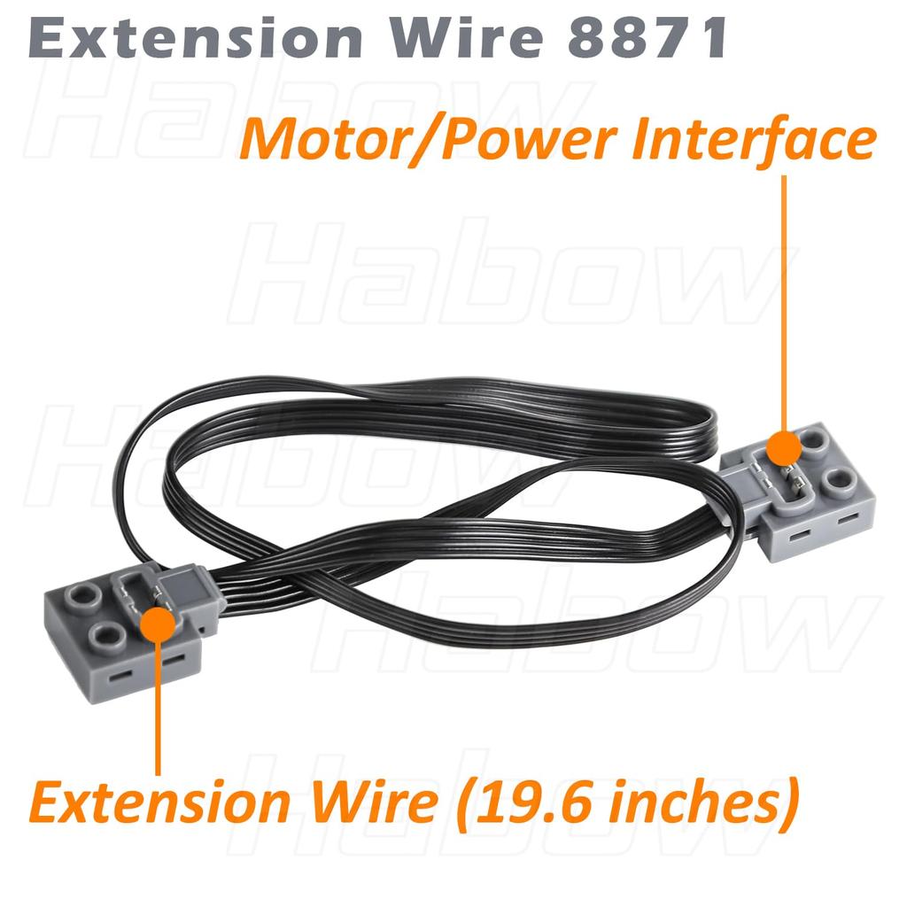 Habow Technic Power Functions Extension Wire (20 inches) 8871 (5 Pieces) Compatible with Lego Motor MOC Technic Parts
