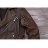 Chinesische Größe Schwere Motorradjacke Natur Rindsleder Oberste Schicht Braun Lässig Vintage Retro Moto Anzug Ledermantel Winter
