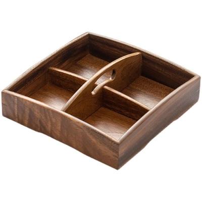 Walnut Wood Four-Compartment Snack & Candy Box