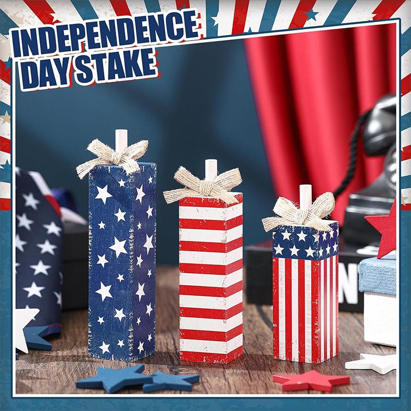 1PC Home Ornaments Wooden Tabletop Decorations American Flag Crafts Wood