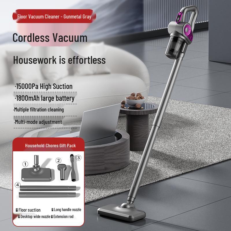 Wireless Handheld Vacuum Cleaner: Multi-functional High Suction for Home & Car, Bed Mite Remover серый