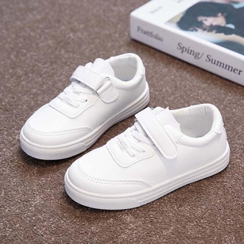 

Children White Sneakers Pu Leather Breathable School Kids Casual Shoes Fashion All-match 25-36 Anti-slip Boys Girls Board Shoe 27