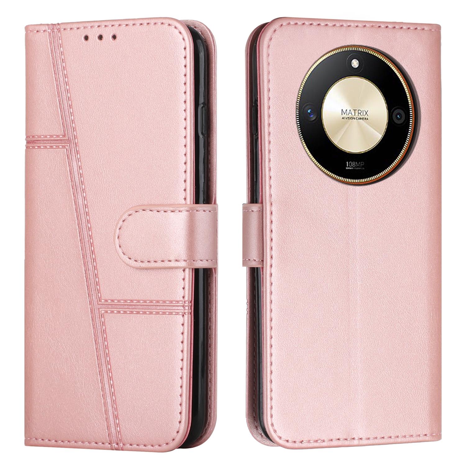 

Кожаный чехол для Honor X50 5G/X50 GT 5G/X9b 5G/Magic6 Lite 5G с подставкой, защитная крышка для телефона Rose Gold