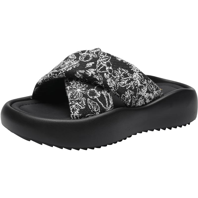ZHR Women s Retro Printed Thick-Soled Slippers 38