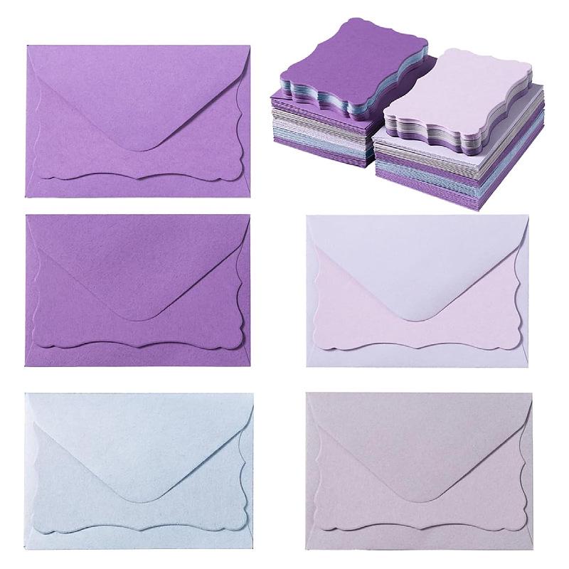 Mini Colorful Envelope and Wave Card Set: Pink, Blue, Green Cards
