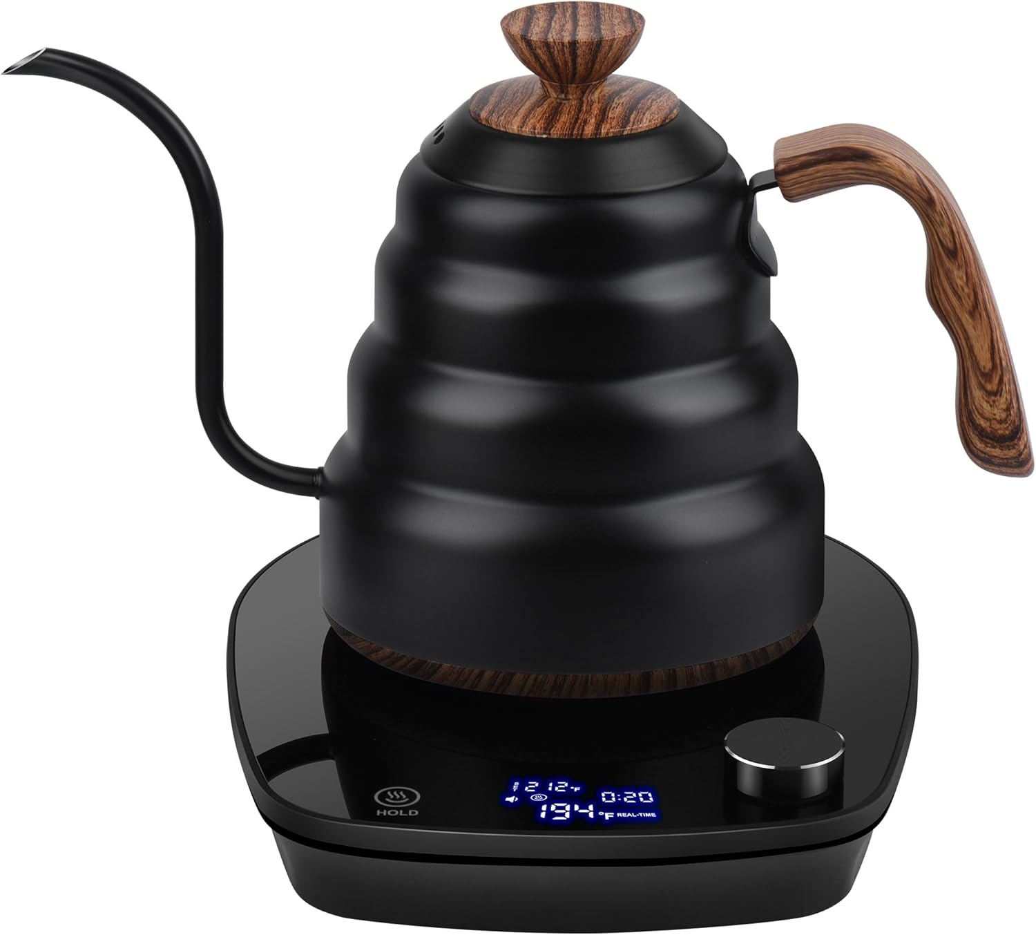 

Electric Gooseneck Kettle 30oz 0.9L with Intelligent Temp Control, 1000W Stainless Steel Water Kettle for Coffee Tea (Black) чорний
