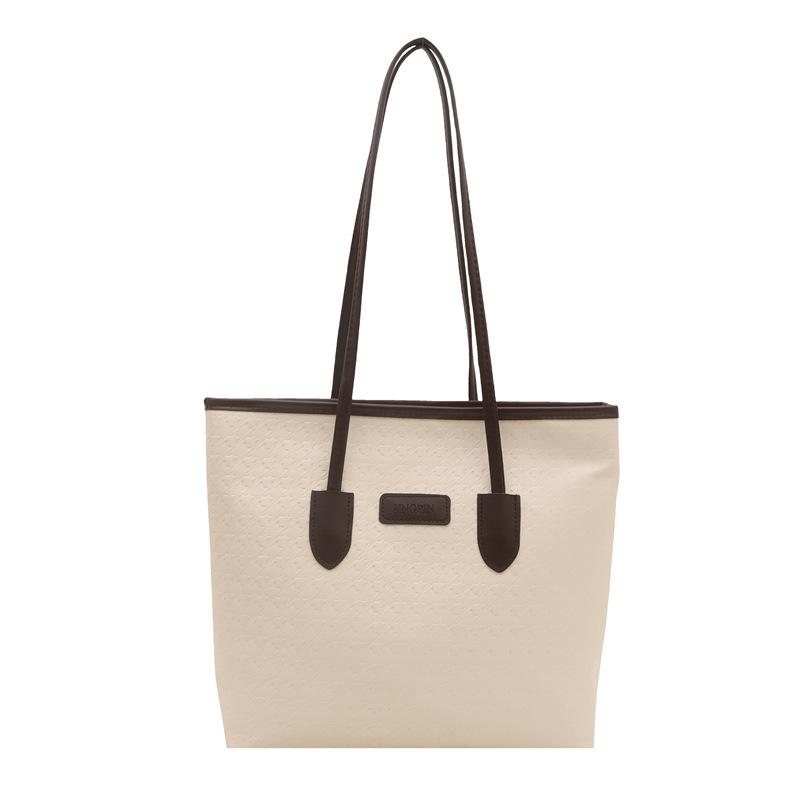New Summer Fashion Large Capacity Tote Bag Niche Contrasting Color Splicing Casual Shoulder Bag Versatile Shopping Bag