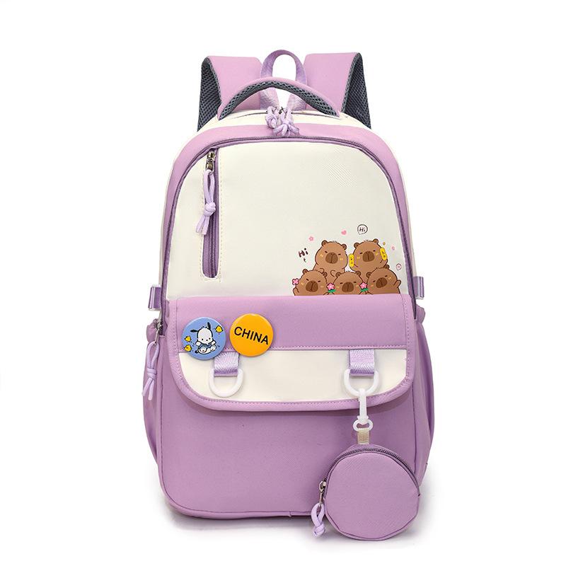 

Capybara Cartoon Backpack With Breathable Nylon Material For School Kids