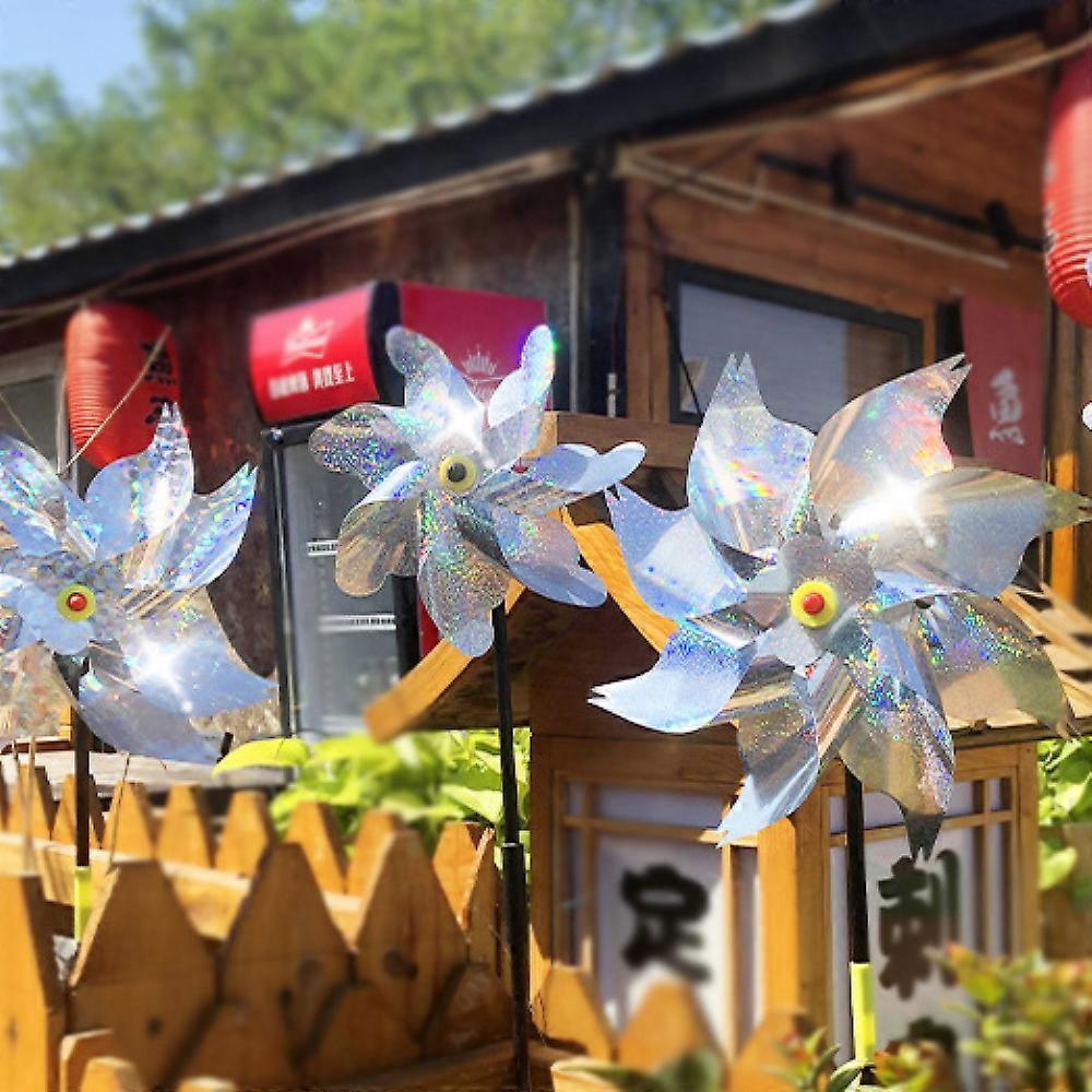 5pcs Silver Bird Repellent Windmill-Large Octagonal Windmill 1pc Silver Flake