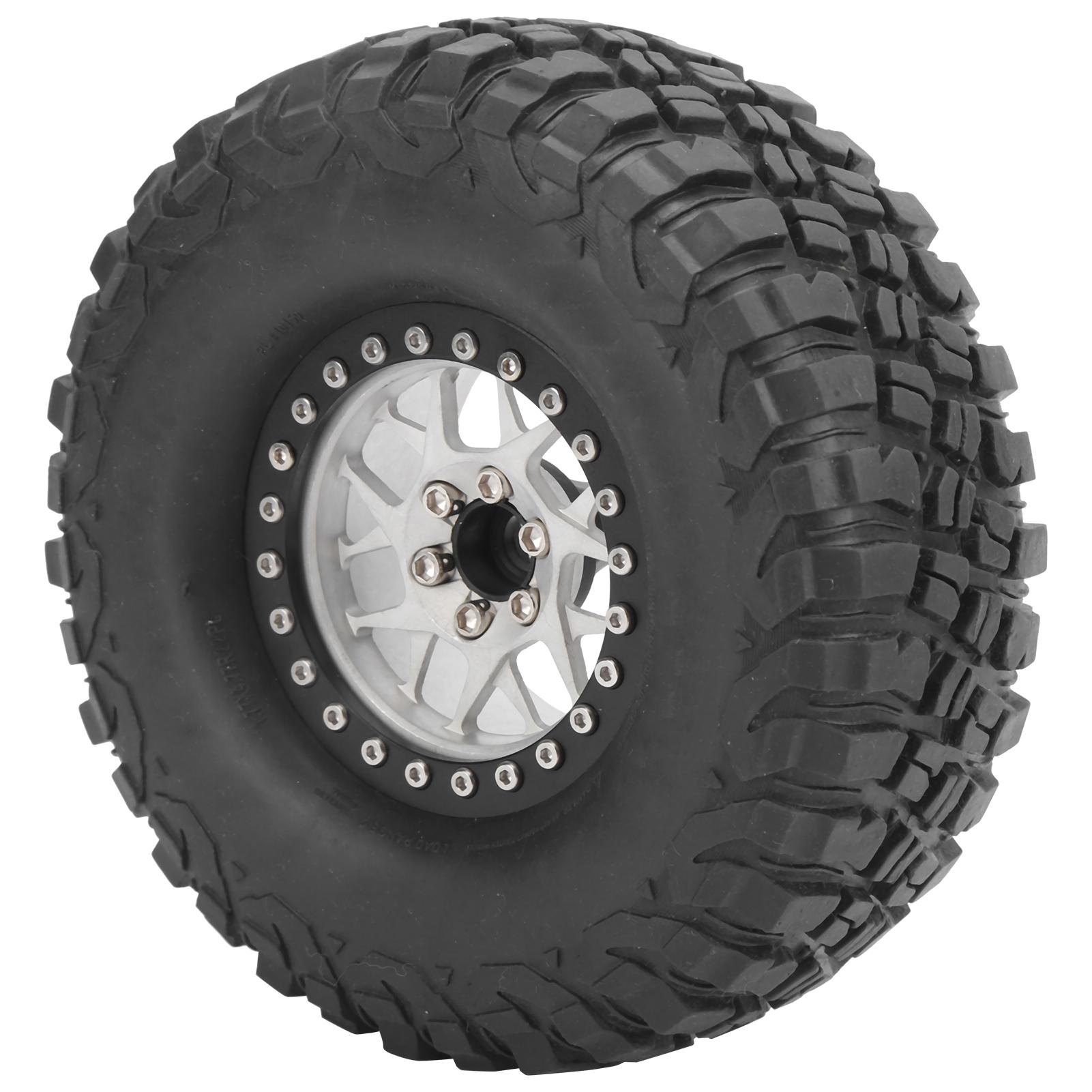 

4pcs 2.2in RC Wheels Tire Skin with Alloy Wheel Hubs for SCX10 D90 1Celsius10 RC Crawler