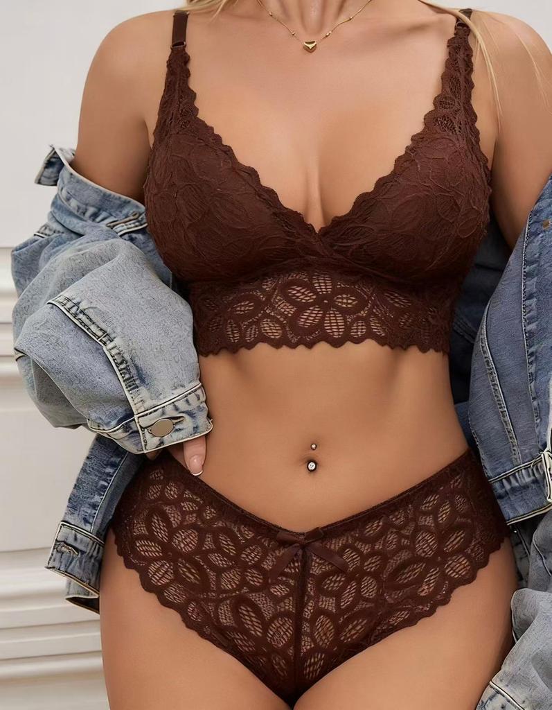 Women's Summer Lace Wireless Bra & Panties Set - Breathable & Skin-Friendly