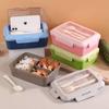 Triple Compartment Bento Box Microwave Safe Portable Lunch Container With Utensils Adults Students Office School Home Use