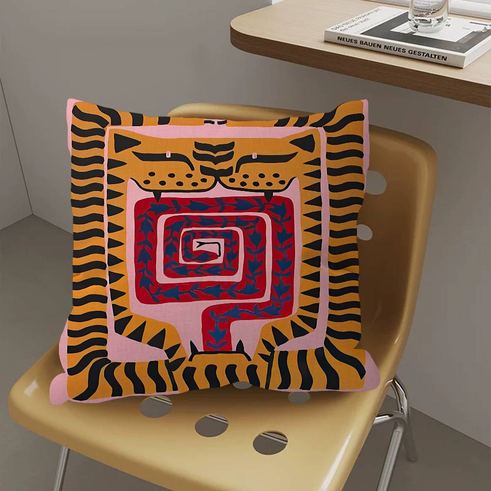 Egypt Colorful Abstract Tiger and Leopard Pillow Cushion Cover Pillowcase Living Room Sofa Home Decor Customized