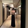 Design halter neck dress female summer royal sister style slim dress long dress black temperament hip skirt