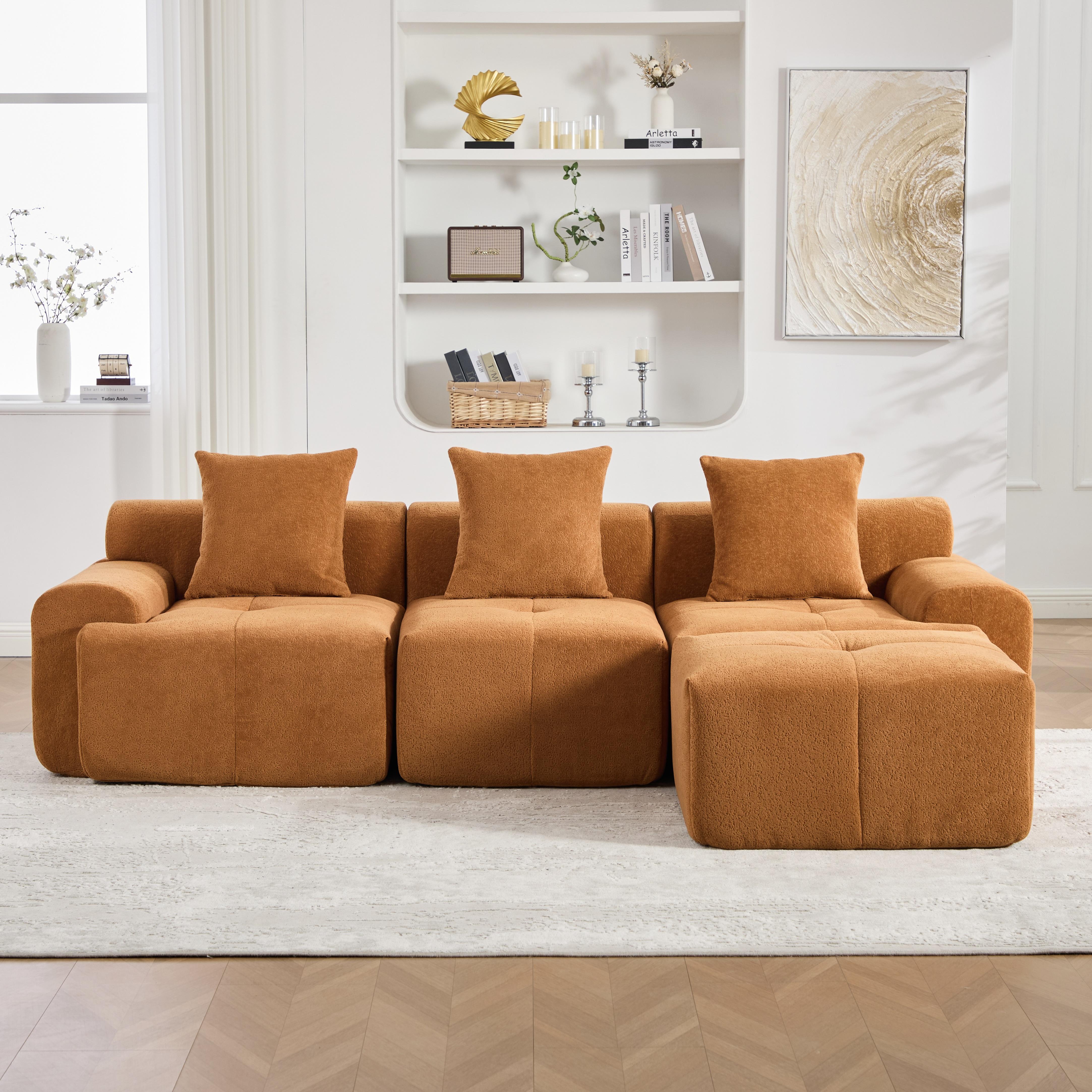 Modern cloud sofa, L-shaped modular corner