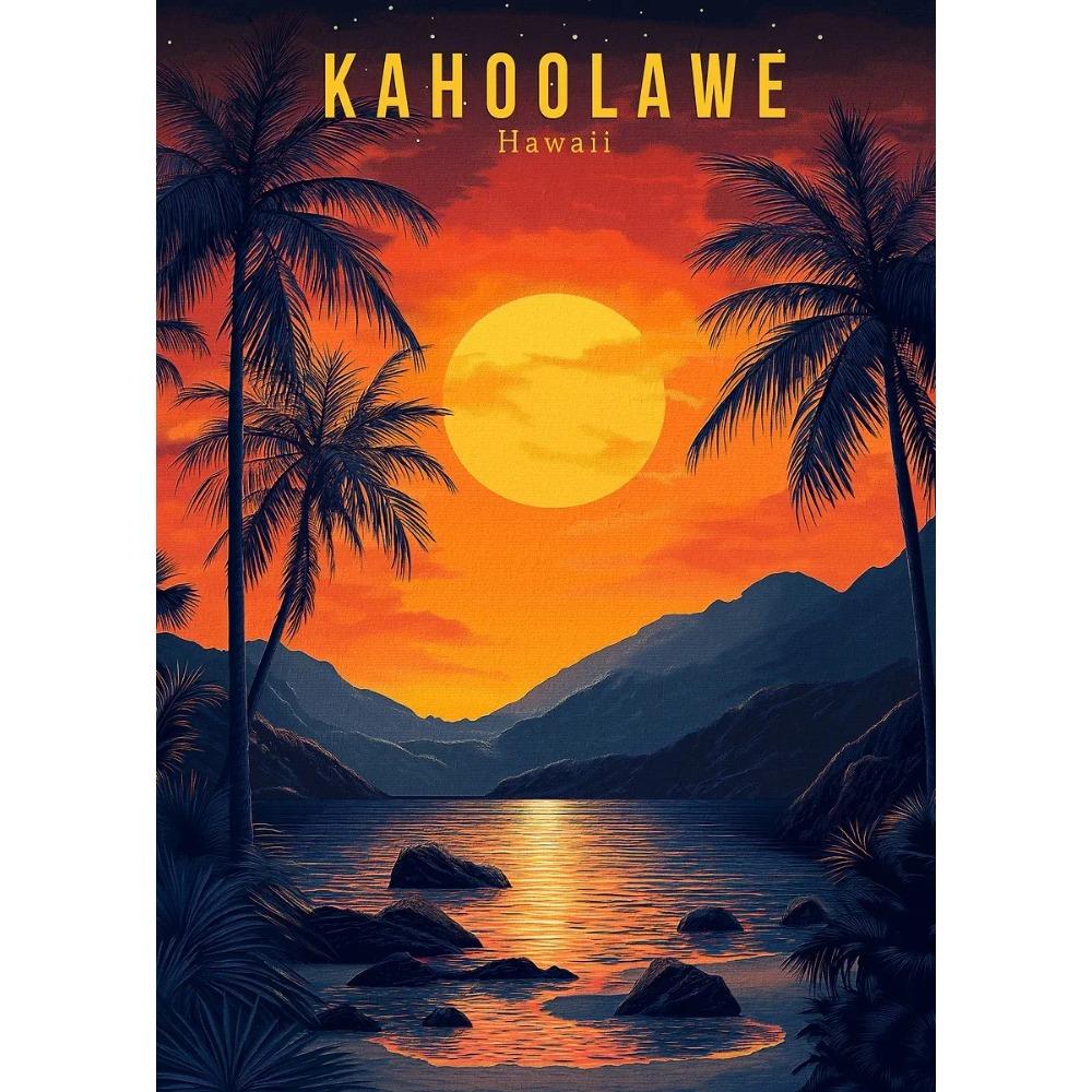 Hawaii Travel Posters Oahu Waikiki Sunset Vintage Tropical Prints Beach Ocean Canvas Painting Wall Art Pictures Home Room Decor