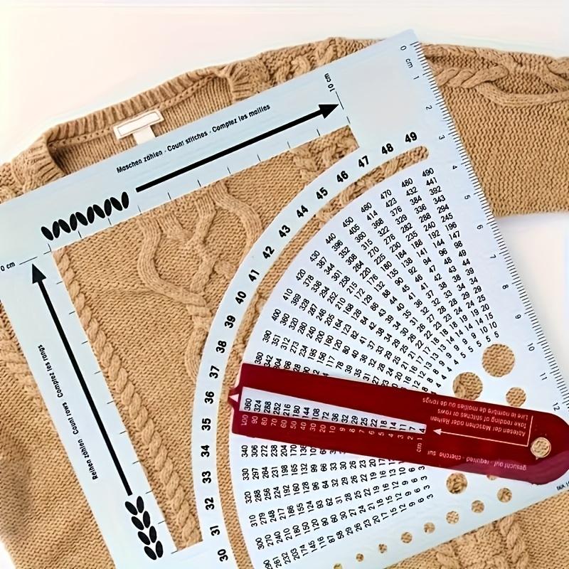 1pc Double-Sided Knitting Calculator and Counting Board, with Rotating Ruler Tool, Hook and Yarn Density Calculator, Mixed Color, for Knitting