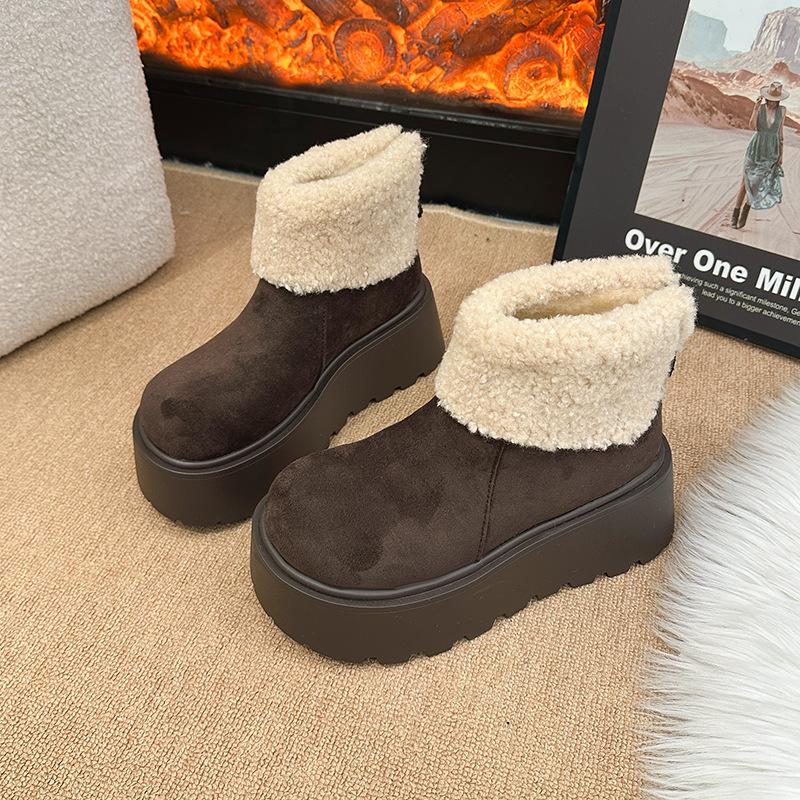 Women's thick bottom a footstool fashion winter lightweight warm anti cold snow boots non-slip casual sneakers cotton boots